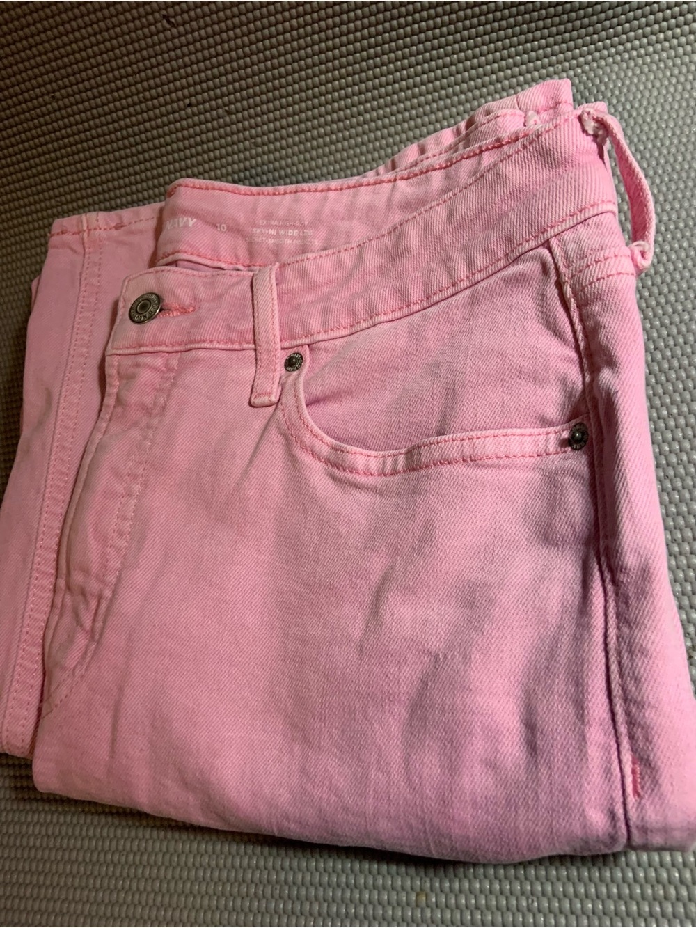 Retro Y2k Old Navy Pink Extra High-Rise Sky-Hi Wide Leg Size 10 Jeans